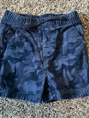Navy Blue Camo Cotton Shorts